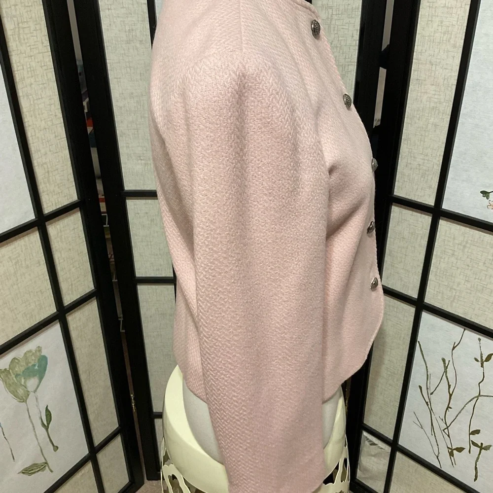 Evan Picone Pale Pink Collarless Wool Blend Blazer - Picture 4 of 11